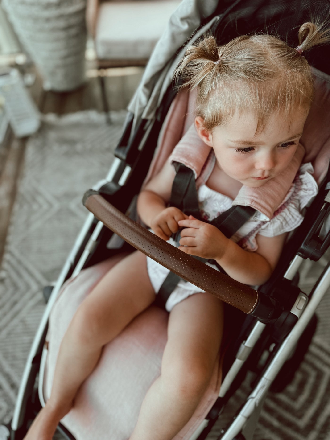 Dusty Blush Gingham & Dusty Blush Linen Vista V2 & 3 Pram Liner