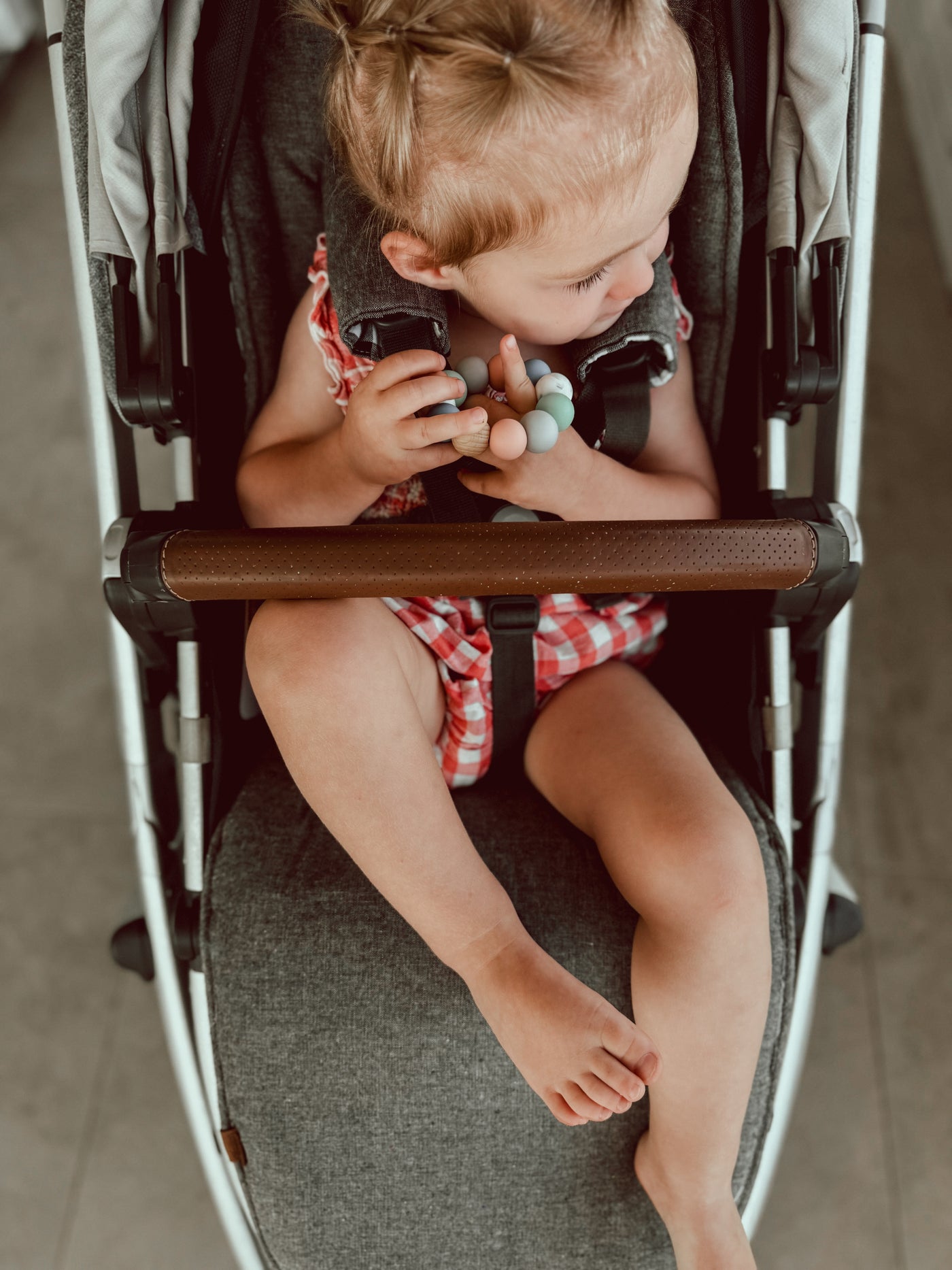 Speckled Charcoal & Black Gingham Linen Vista V2 & 3 Pram Liner