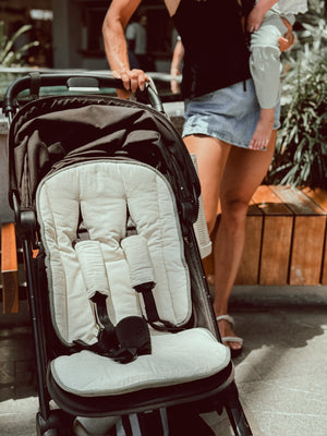 Travel Pram Liner - Speckled & Sage Linen - Audrey & Me