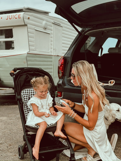 Travel Pram Liner - Black Gingham & Speckled Charcoal - Audrey & Me